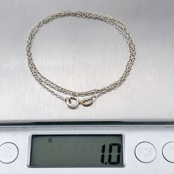 Vintage Italy Y Sterling Silver 925 1.1mm Cable Link Chain Necklace 18" - Picture 2 of 3